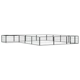 16-Panel Dog Playpen Black 39.4"x19.7" Powder-coated Steel